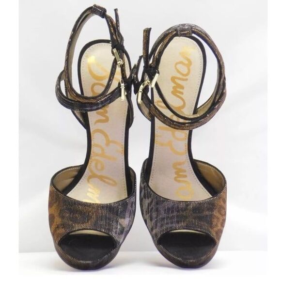 Sam Edelman Nadine Leopard cheetah print peep toe platform heels - Picture 2 of 3